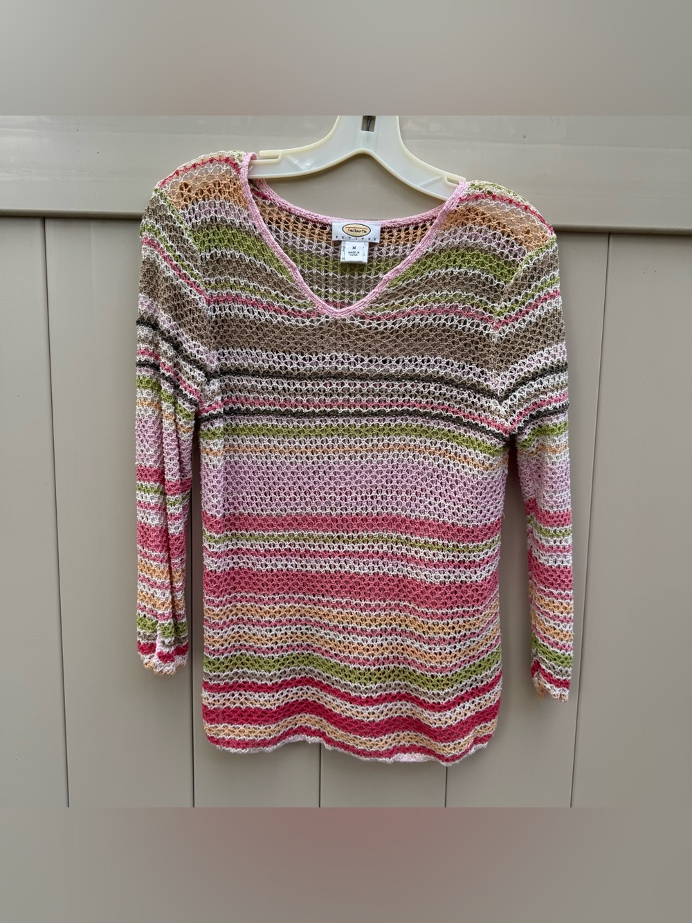 Talbots Silk blend crochet 3/4 sleeve shirt petite medium